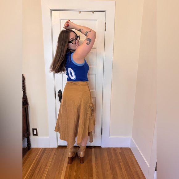 Y2K Vintage Khaki Asymmetrical Cargo Skirt Sz M - Picture 2 of 11